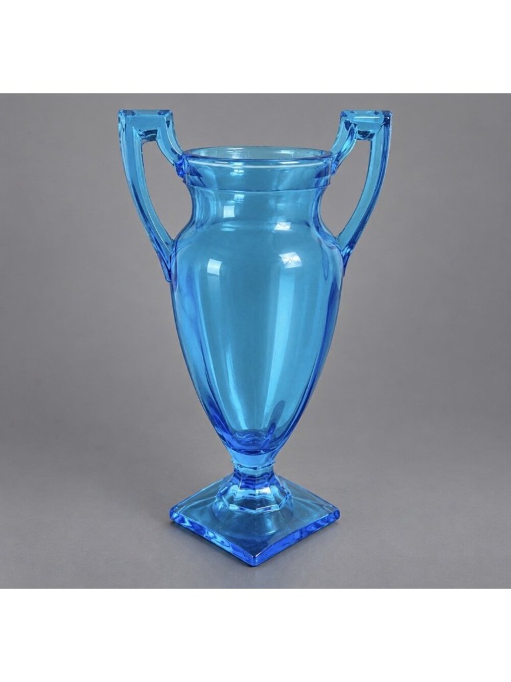 Vintage TIFFIN 11" Bright Blue Glass Trophy Vase